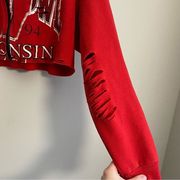 Vintage Wisconsin Badgers Rose Bowl 1994 Cropped Zip Pullover Sweatshirt - Picture 6 of 6